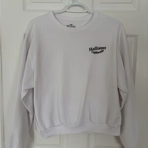 Hollister White Crewneck Sweatshirt with Black Logo